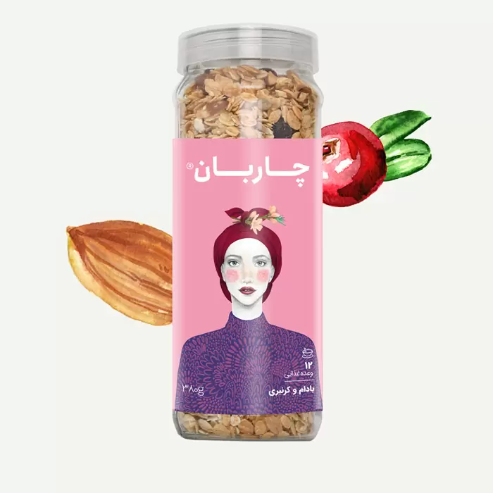 موسلی بادام و کرنبری شیشه‌ای