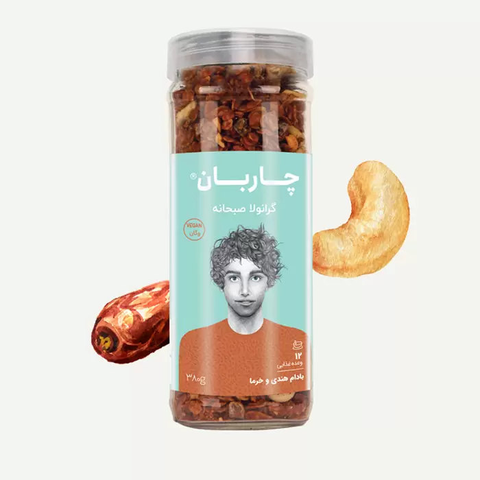 گرانولا وگان شیشه‌ای چاربان